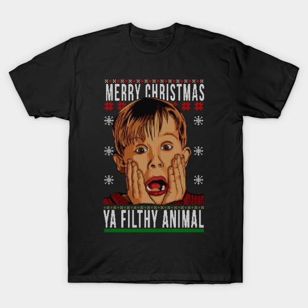 merry christmas ya filthy animal T-Shirt by marscarey